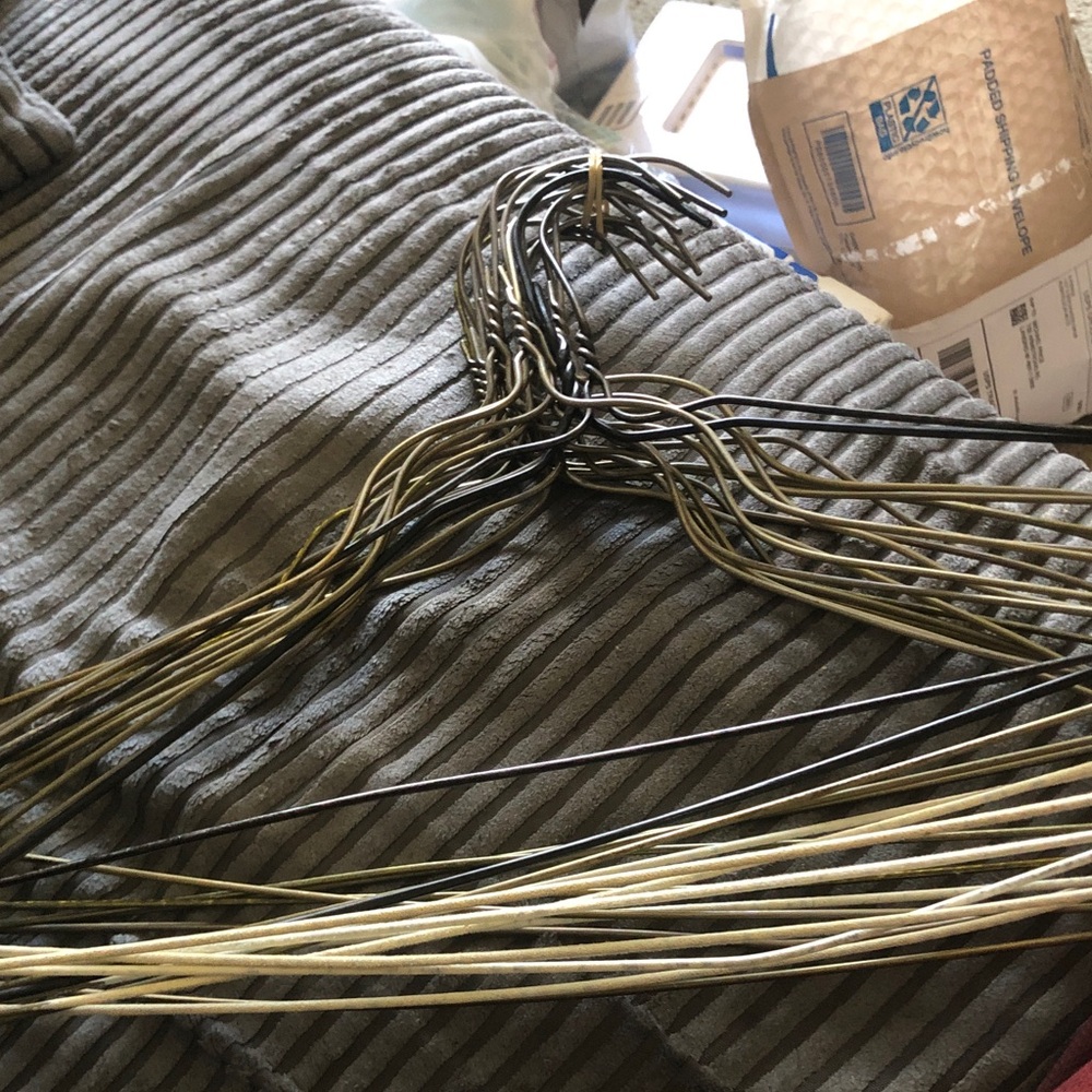 Vintage Brass Tone Wire Clothing Hangers - Set
